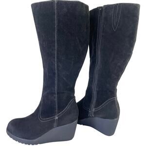 Avenue Womens Cameron High Leg Tall Boot Wedge 3" Heel Black Faux Suede S 8.5